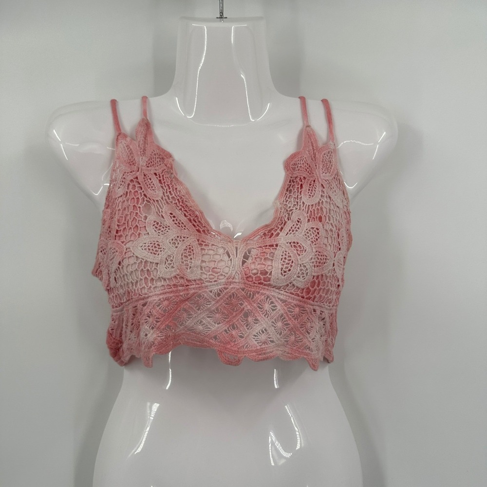 Womens Coquette Crochet Cropped Top Size S Festival Fairy Sheer Romantic Lace